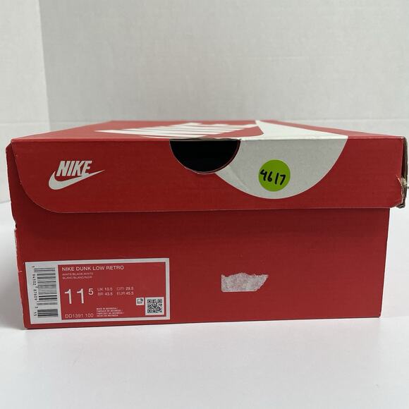 Nike Dunk Low Black White DD1391 100 Size 11.5 Authentic Panda Classic Retro - Picture 10 of 10